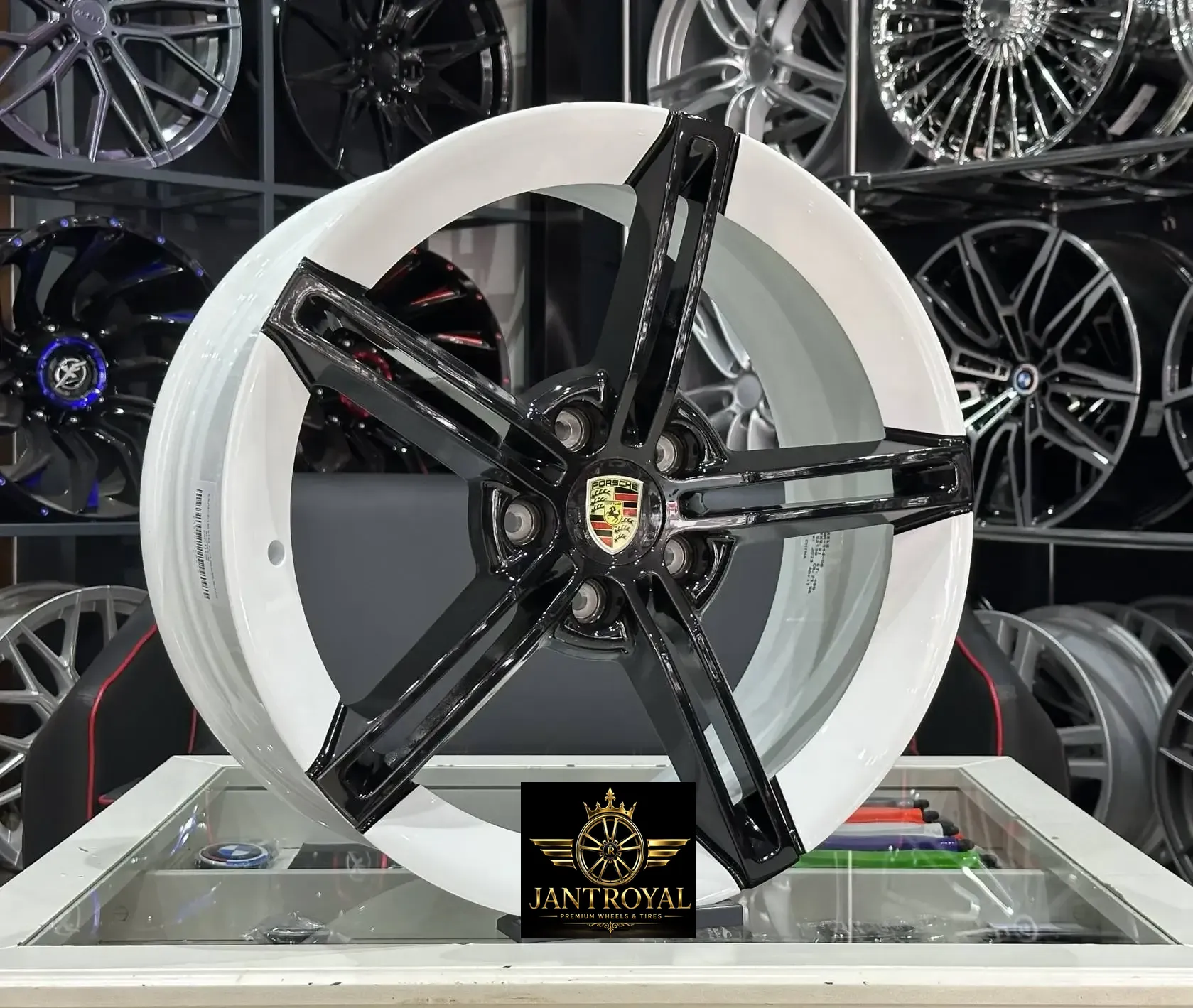 21 İNÇ 5X130 GLOSSY BLACK+MILK PORSCHE TAYCAN JANT MODELİ (4ADET)